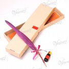 Natural Goose Quill Ink Pen Box Set - Burgundy (+ "FREE GIFT")
