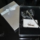 Elegant Filigree Crystal Heart Pen Stand Desk Pen Set