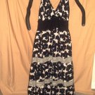 Lane Bryant Black & White Floor Length Halter Dress