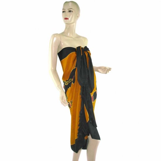 Brown Black Aborigines Batik Sarong Pareo Skirt Dress Wrap Shawl Beach Cover-Up (MP32)