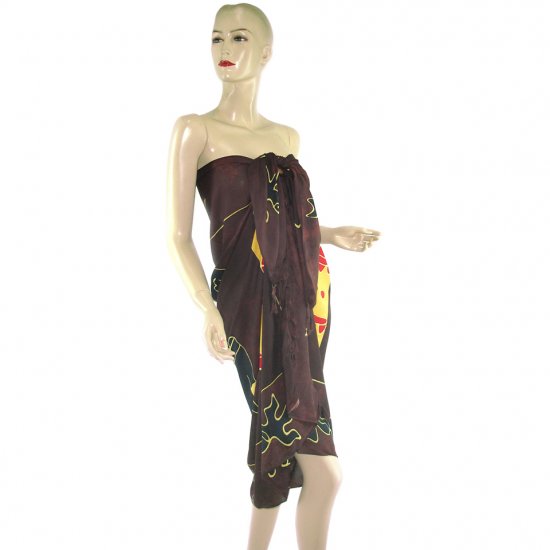 Brown Aborigines Batik Sarong Pareo Skirt Dress Wrap Shawl Beach Cover-Up (MP36)
