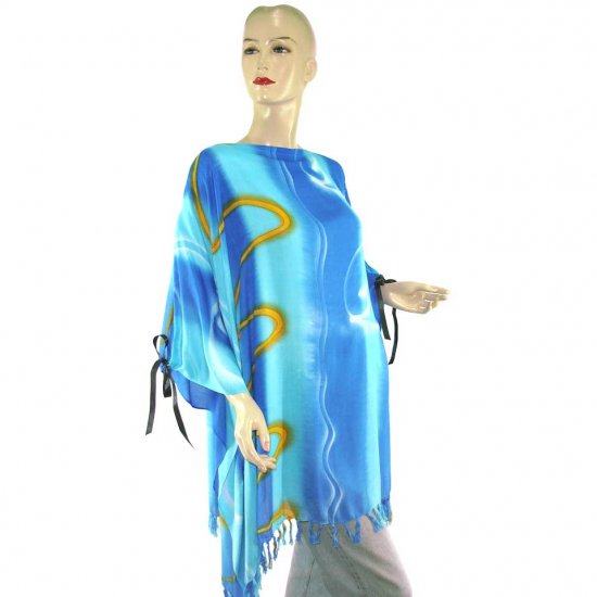 Hippie Tie-Dye Batik Poncho Tunic Kaftan Caftan Blouse 1X 2X 3X 4X 5X (PAB16)