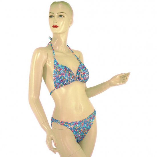 2-Piece Colorful Abstract Halter Top Bikini Swimwear M (PS13)