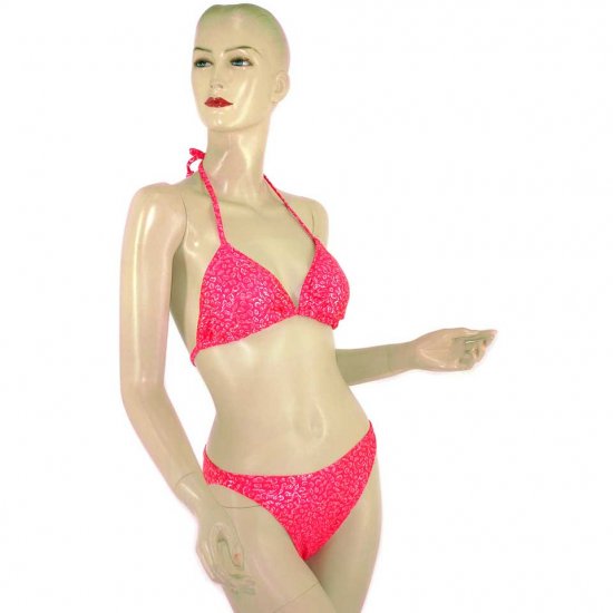 2-Piece Fuchsia Pink Shell Halter-Top Bikini Swimwear M (PS30)