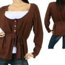 New Plus Size Women's Clothing Brown Shirt knit Top