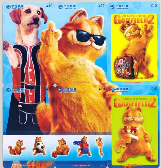 A set of 2006 Garfield Movie " A Tail of Two Kitties " Puzzle Pocket Telephone Trading Cards Set