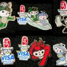 2008 BEIJING OLYMPIC SPONSOR VISA MASCOTS 6 FUWA PINS SET