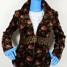 Nanette Lepore 8 M Romantic Floral Velvet Blazer Jacket Cotton Stretch Retro