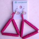 Free Shipping! Polymer Clay Handcrafted Pink Bead Triangle Earrings