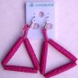 Free Shipping! Polymer Clay Handcrafted Pink Bead Triangle Earrings
