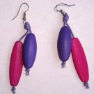 Free Shipping! Handcrafted Polymer Clay Purple-Pink Bead Earrings