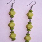 Free Shipping! Handcrafted Polymer Clay Green Bead Earrings