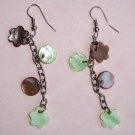 Free Shipping! Handcrafted Green-Brown shell Bead Earrings