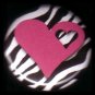 1" Inch Hot Pink Heart on Zebra Print Background Punk Princess Button Badge Pin - 0748