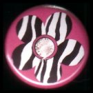 1" Inch Zebra Print Flower on Hot Pink Background Punk Princess Button Badge Pin - 0750