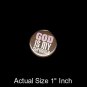 God is my Strength on Brown Background, One Inch Religious Button Badge Pin - 1130