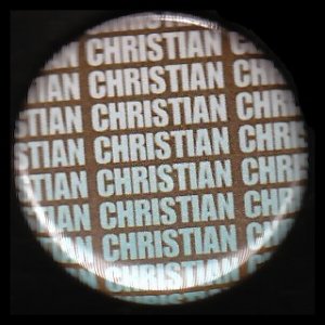 Christian in Turquoise on Brown Background, One Inch Religious Button Badge Pin - 1139