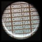 Christian in Turquoise on Brown Background, One Inch Religious Button Badge Pin - 1139
