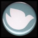 White Peace Dove on Turquoise Background, One Inch Religious Button Badge Pin - 1140