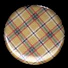 Pretty in Plaid in Gold and Green, 1 Inch Pin Back Button Badge  - 1056
