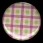 Pretty in Plaid in Green and Pink, 1 Inch Pin Back Button Badge  - 1058