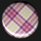 Pretty in Plaid in Green Pink and White, 1 Inch Pin Back Button Badge  - 1066
