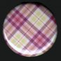 Pretty in Plaid in Green Pink and White, 1 Inch Pin Back Button Badge  - 1066