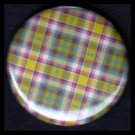 Pretty in Plaid in Shades of Red and Green, 1 Inch Pin Back Button Badge  - 1078