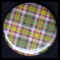 Pretty in Plaid in Shades of Red and Green, 1 Inch Pin Back Button Badge  - 1078