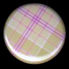 Pretty in Plaid in Shades of Gold and Pink, 1 Inch Button Badge Pin - 1097