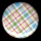 Pretty in Plaid in Green Pink Yellow Blue, 1 Inch Button Badge Pin - 1089