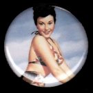 Mid Century Sassy Pin Up Girl in Swimsuit, Retro 1 Inch Button Badge Pin - 1102