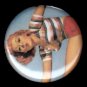 Mid Century Pin Up Exercise Girl, Retro 1 Inch Button Badge Pin - 1112
