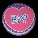 BFF in Pink Heart on Purple Background, 1 Inch BFF Button Badge Pinback - 2141