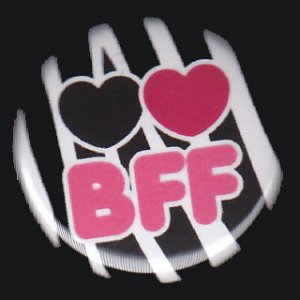 Hearts BFF on Zebra Background, 1 Inch BFF Button Badge Pinback - 2144