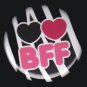 Hearts BFF on Zebra Background, 1 Inch BFF Button Badge Pinback - 2144