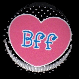 Heart BFF on Black Polka Dot Background, 1 Inch BFF Button Badge ...