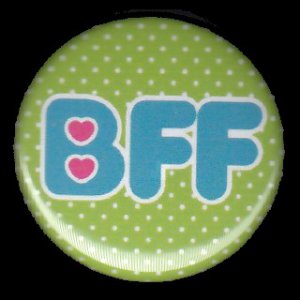 BFF on Green Polka Dot Background, 1 Inch Friendship Button Badge Pinback - 2154