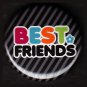 Best Friends on Black Stripe Background, 1 Inch Friendship Button Badge Pinback - 2157