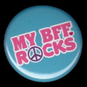 My BFF Rocks on Turquoise Background, 1 Inch Friendship Button Badge Pinback - 2159