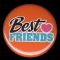 Best Friends on Orange Background, 1 Inch Friendship Button Badge Pinback - 2163