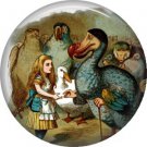 Alice with Dodo Bird, Classic Alice in Wonderland 1 Inch Button Badge - 0061