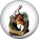 Withe Rabbit Checking Watch, Alice in Wonderland 1 Inch Button Badge Pin - 0057
