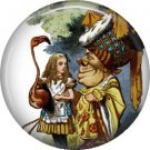 Playing Croquet with the Queen, Classic Alice in Wonderland Button Badge Pin - 0051