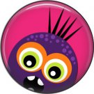 Not so Scary Purple Monster on Pink Background, 1 Inch Pinback Button - 0020