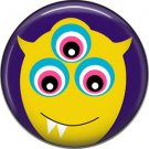 Not so Scary Yellow Monster on Violet Background, 1 Inch Pinback Button - 0019