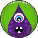 Not so Scary Purple Monster on Green Background, 1 Inch Pinback Button - 0018