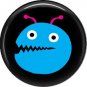 Not so Scary Blue Monster on Black Background, 1 Inch Pinback Button - 0009