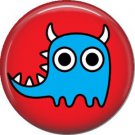Not so Scary Blue Monster on Red Background, 1 Inch Pinback Button - 0005
