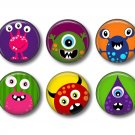 Not So Scary Monsters, Set of 12 1 Inch Medallions Scrapbook Flair - Set 2